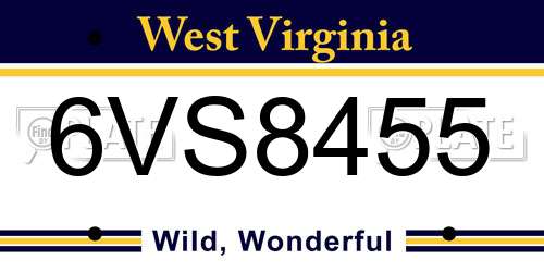 6VS8455 West Virginia License Plate