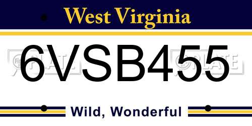 6VSB455 West Virginia License Plate
