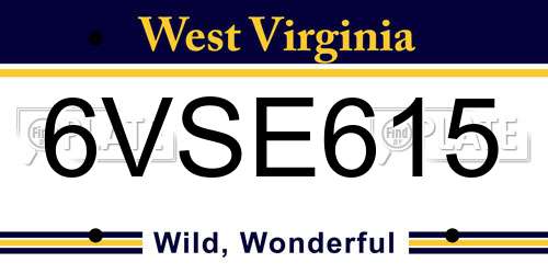 6VSE615 West Virginia License Plate