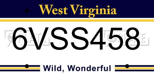 6VSS458 West Virginia License Plate