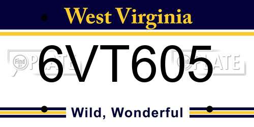 6VT605 West Virginia License Plate