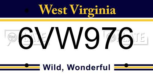 6VW976 West Virginia License Plate