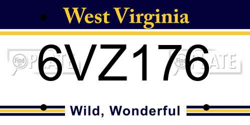 6VZ176 West Virginia License Plate