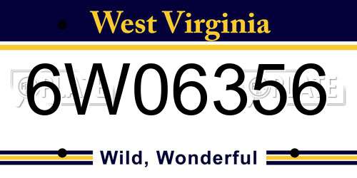 6W06356 West Virginia License Plate