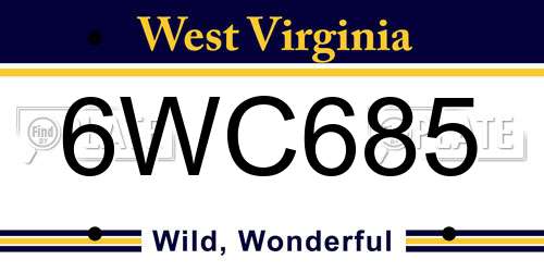 6WC685 West Virginia License Plate