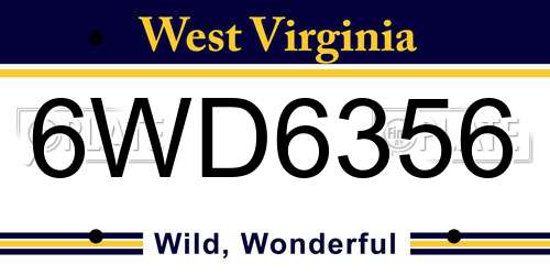 6WD6356 West Virginia License Plate