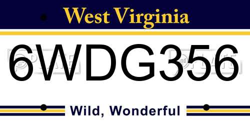 6WDG356 West Virginia License Plate