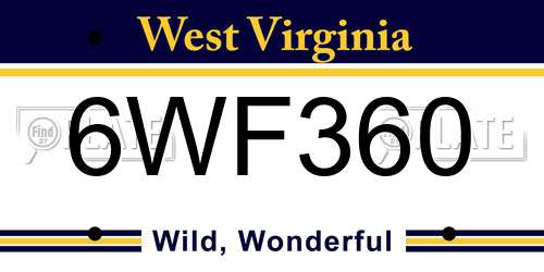 6WF360 West Virginia License Plate