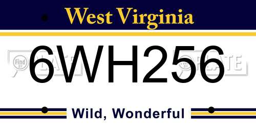 6WH256 West Virginia License Plate