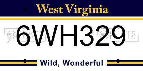 6WH329 West Virginia License Plate