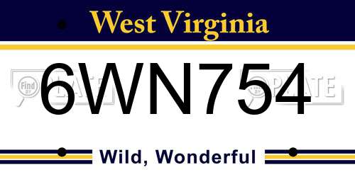 6WN754 West Virginia License Plate