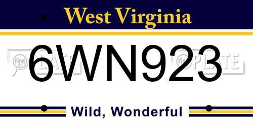 6WN923 West Virginia License Plate