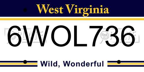 6WOL736 West Virginia License Plate