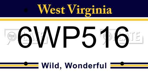 6WP516 West Virginia License Plate