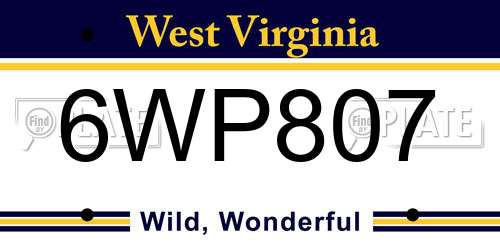 6WP807 West Virginia License Plate