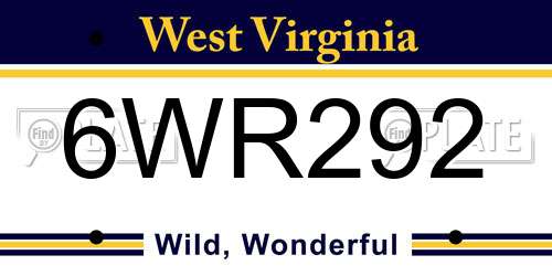 6WR292 West Virginia License Plate