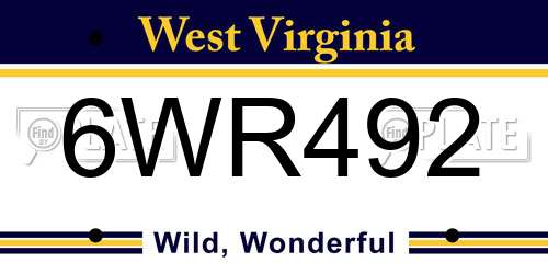 6WR492 West Virginia License Plate