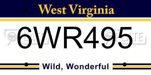 6WR495 West Virginia License Plate