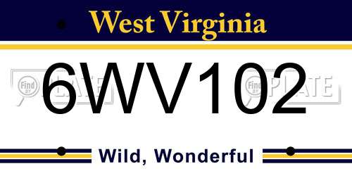6WV102 West Virginia License Plate