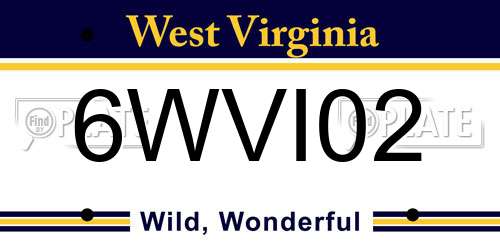 6WVI02 West Virginia License Plate