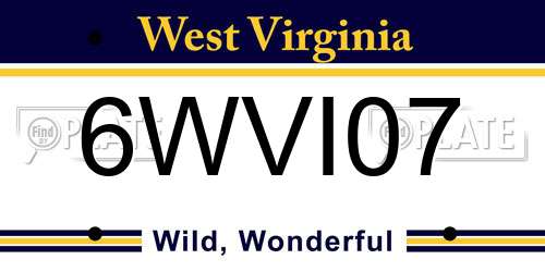 6WVI07 West Virginia License Plate