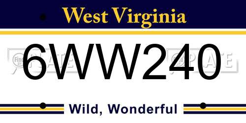6WW240 West Virginia License Plate