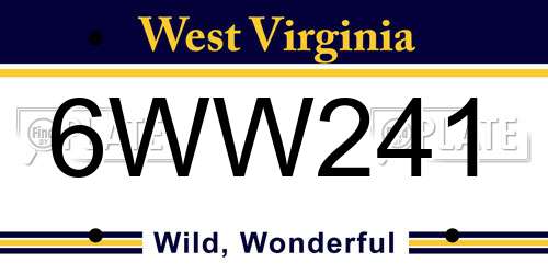 6WW241 West Virginia License Plate