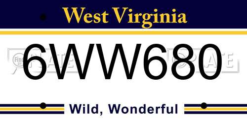 6WW680 West Virginia License Plate
