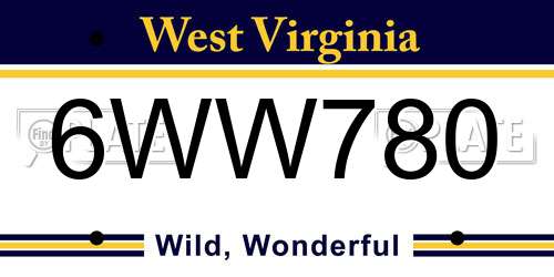 6WW780 West Virginia License Plate