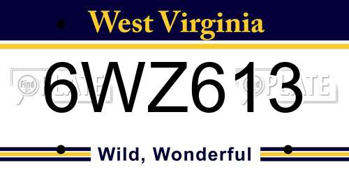 6WZ613 West Virginia License Plate