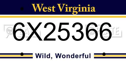 6X25366 West Virginia License Plate
