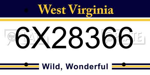 6X28366 West Virginia License Plate