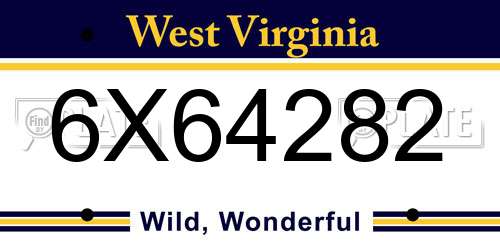6X64282 West Virginia License Plate