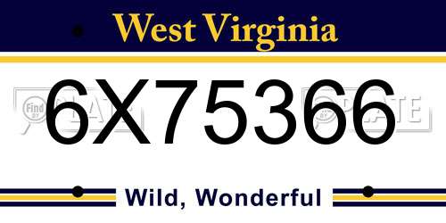 6X75366 West Virginia License Plate