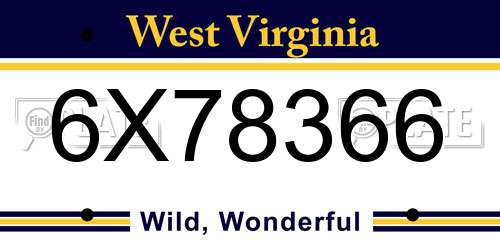 6X78366 West Virginia License Plate