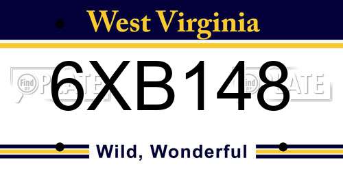 6XB148 West Virginia License Plate