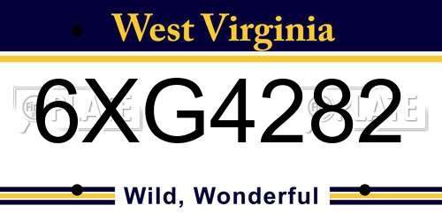 6XG4282 West Virginia License Plate