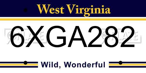 6XGA282 West Virginia License Plate