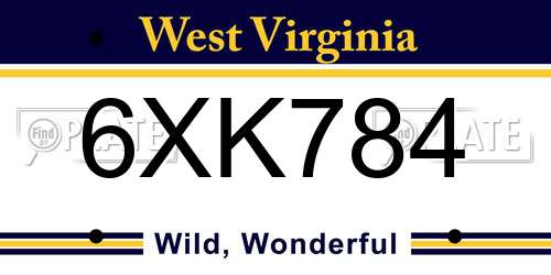 6XK784 West Virginia License Plate