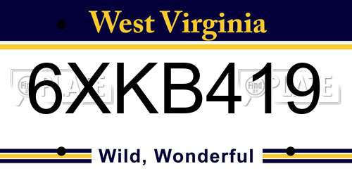 6XKB419 West Virginia License Plate