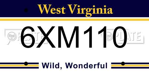 6XM110 West Virginia License Plate