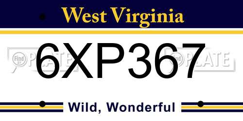 6XP367 West Virginia License Plate