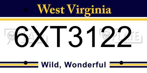 6XT3122 West Virginia License Plate