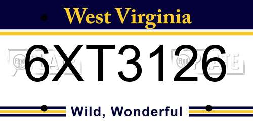 6XT3126 West Virginia License Plate