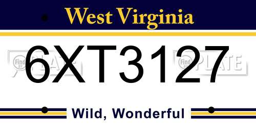 6XT3127 West Virginia License Plate