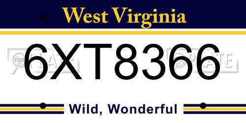 6XT8366 West Virginia License Plate