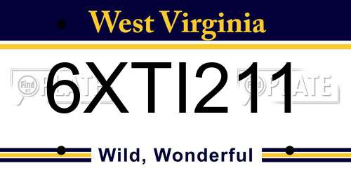 6XTI211 West Virginia License Plate