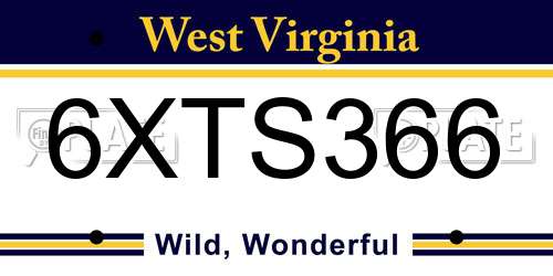 6XTS366 West Virginia License Plate