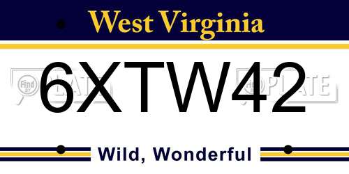 6XTW42 West Virginia License Plate