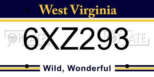 6XZ293 West Virginia License Plate